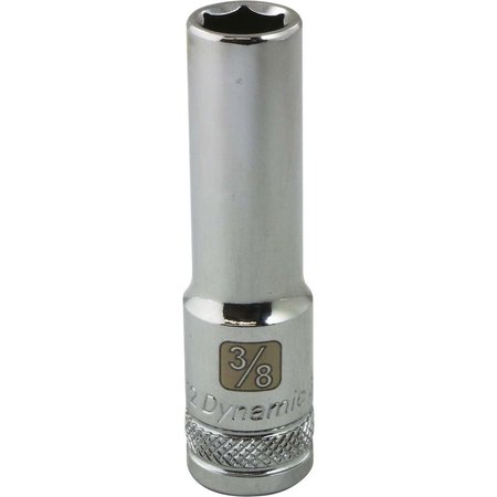 DYNAMIC Tools 3/8" Drive 6 Point SAE, 3/8" Deep Length, Chrome Finish Socket D008512